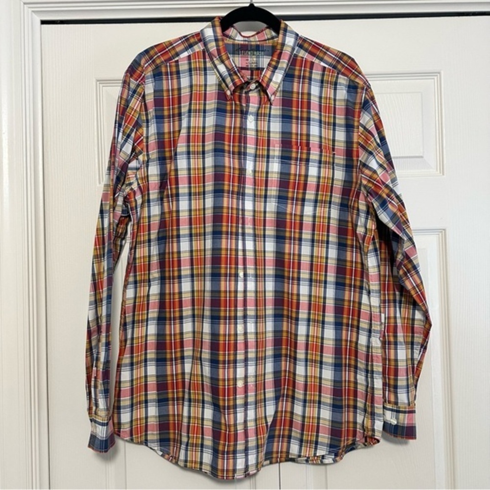 Eddie Bauer Legend Wash Classic Fit Plaid Oxford Button Down‎ Shirt Sz Large EUC